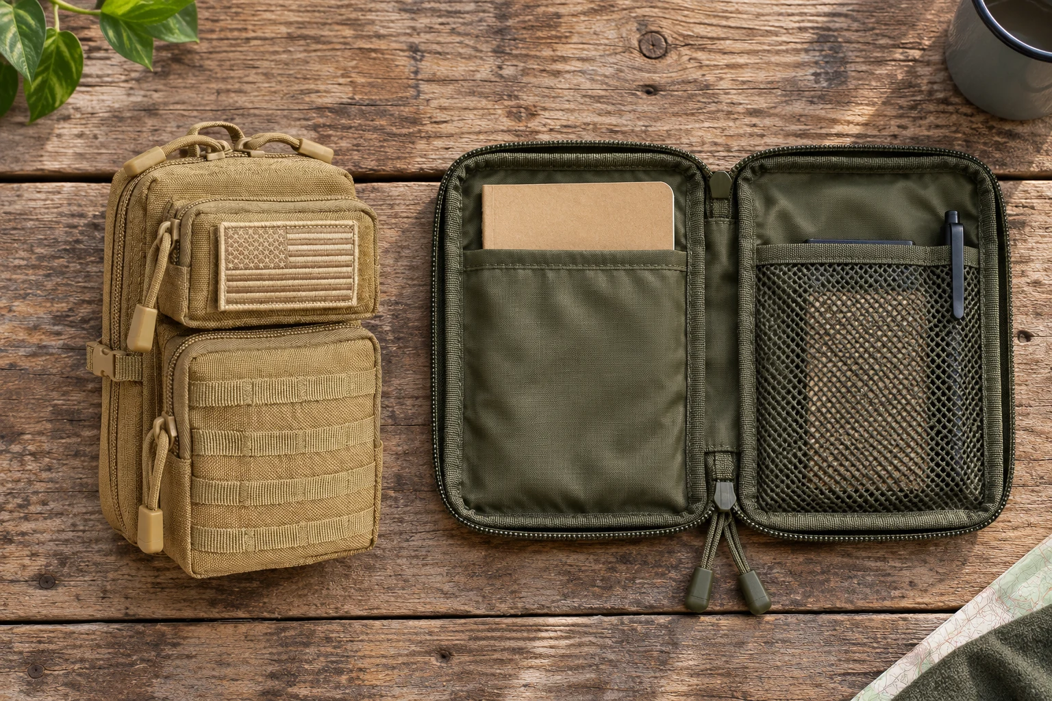 CobaltNook pouch beside a flatter admin pouch