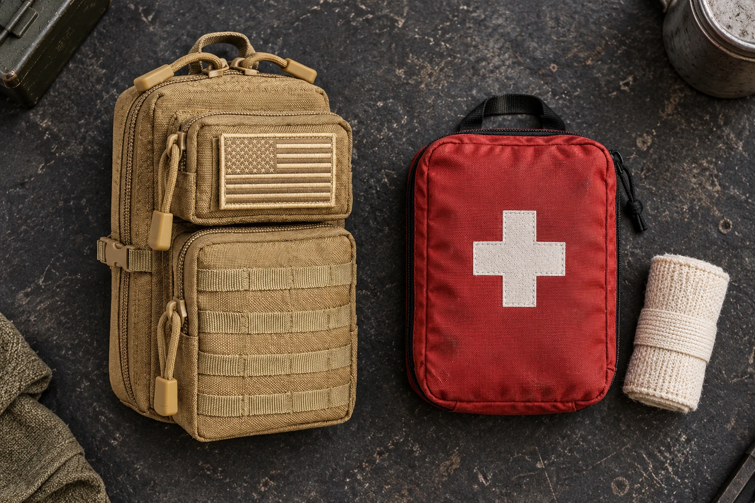 CobaltNook pouch beside a dedicated first-aid pouch