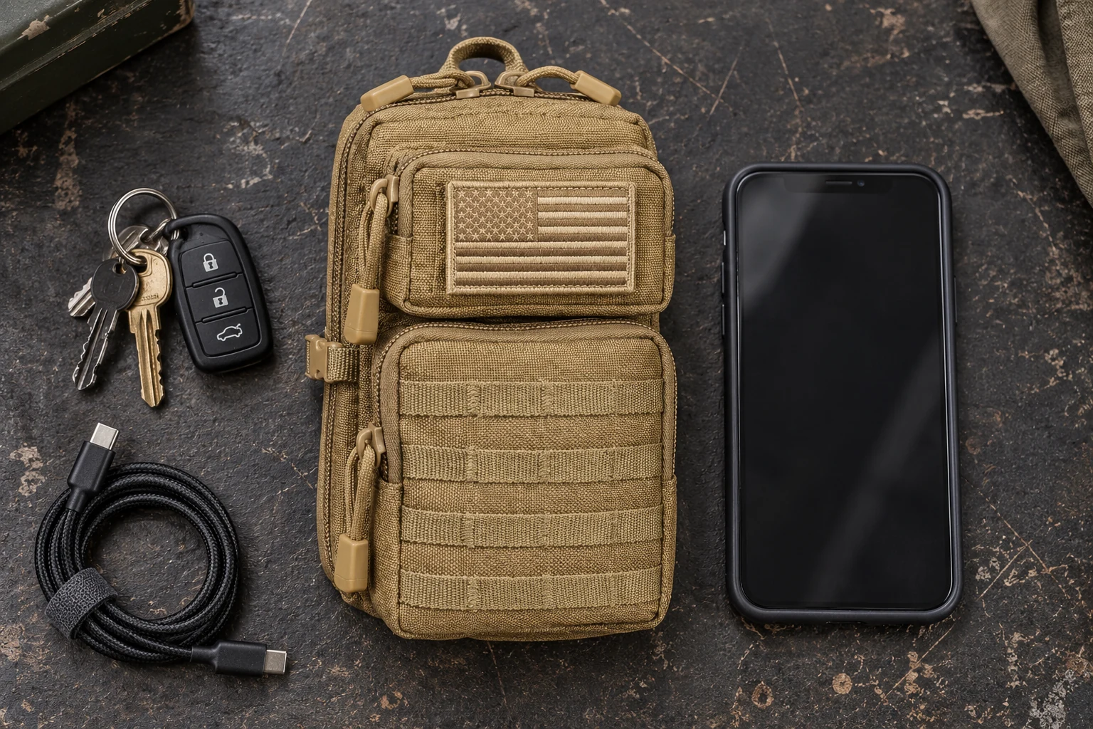 CobaltNook pouch beside a large phone for a practical size comparison